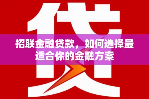 金峰招联金融贷款，如何选择最适合你的金融方案