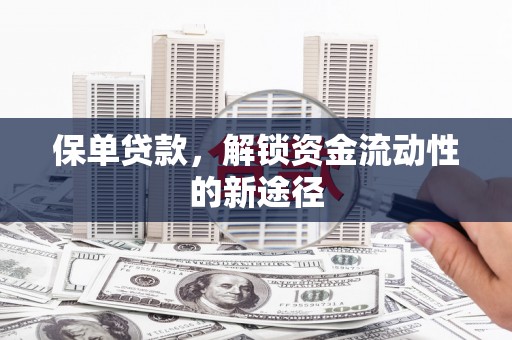金峰保单贷款，解锁资金流动性的新途径
