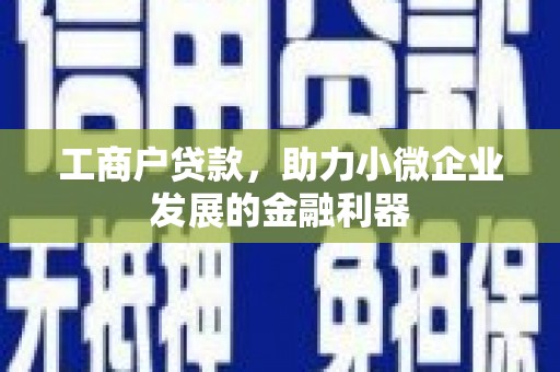 金峰工商户贷款，助力小微企业发展的金融利器