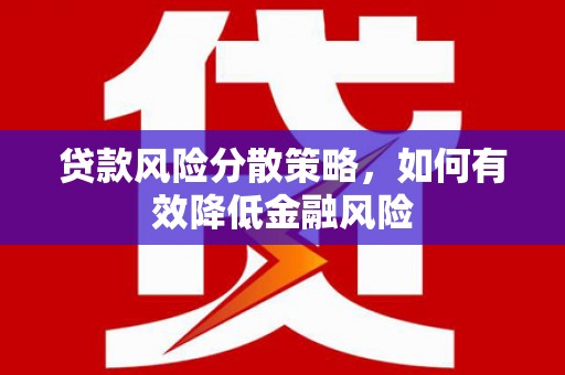 金峰贷款风险分散策略，如何有效降低金融风险