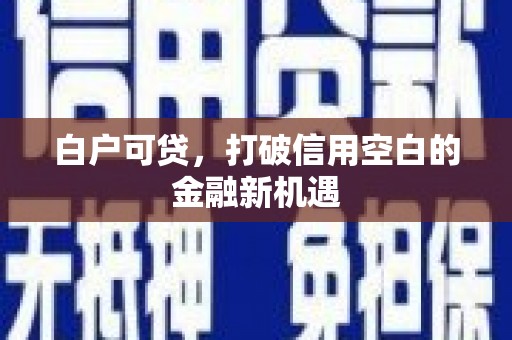金峰白户可贷，打破信用空白的金融新机遇