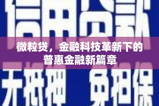 金峰微粒贷，金融科技革新下的普惠金融新篇章