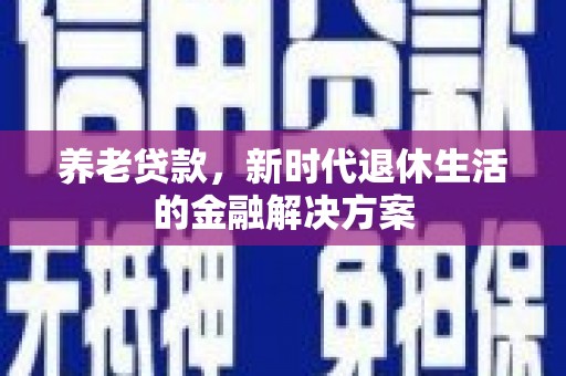 金峰养老贷款，新时代退休生活的金融解决方案