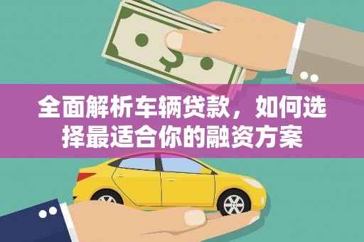 金峰全面解析车辆贷款，如何选择最适合你的融资方案
